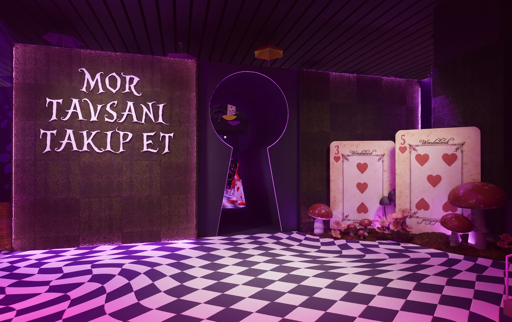 Keyhole entrance — follow the purple rabbit
