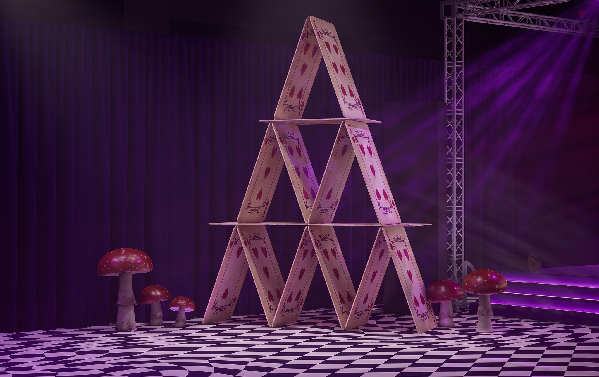 Oversized house of cards installation