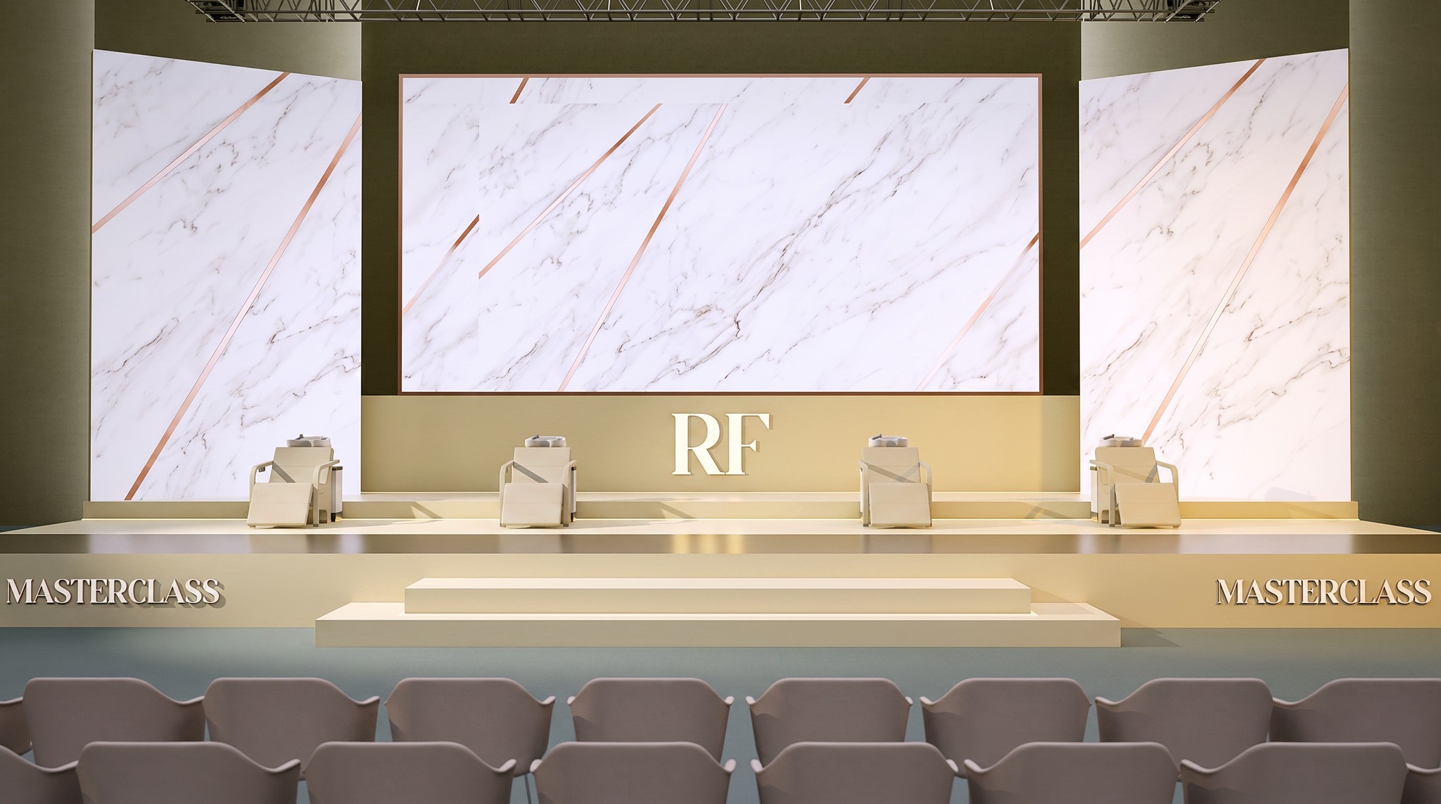 Masterclass stage viewed from audience seating