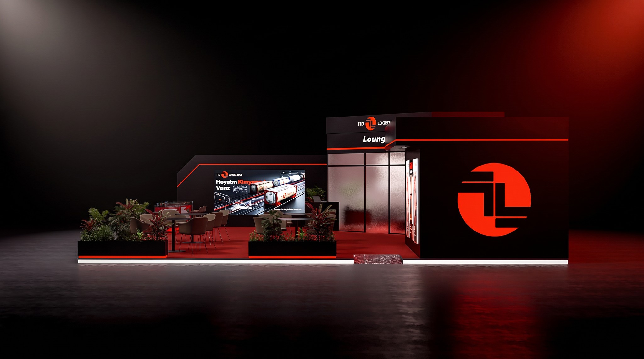 TIO Logistics exhibition stand, front view