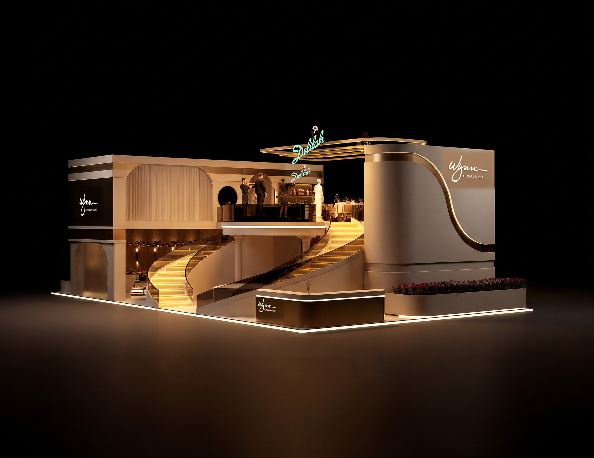 Wynn Delilah two-storey exhibition stand, alternate exterior view